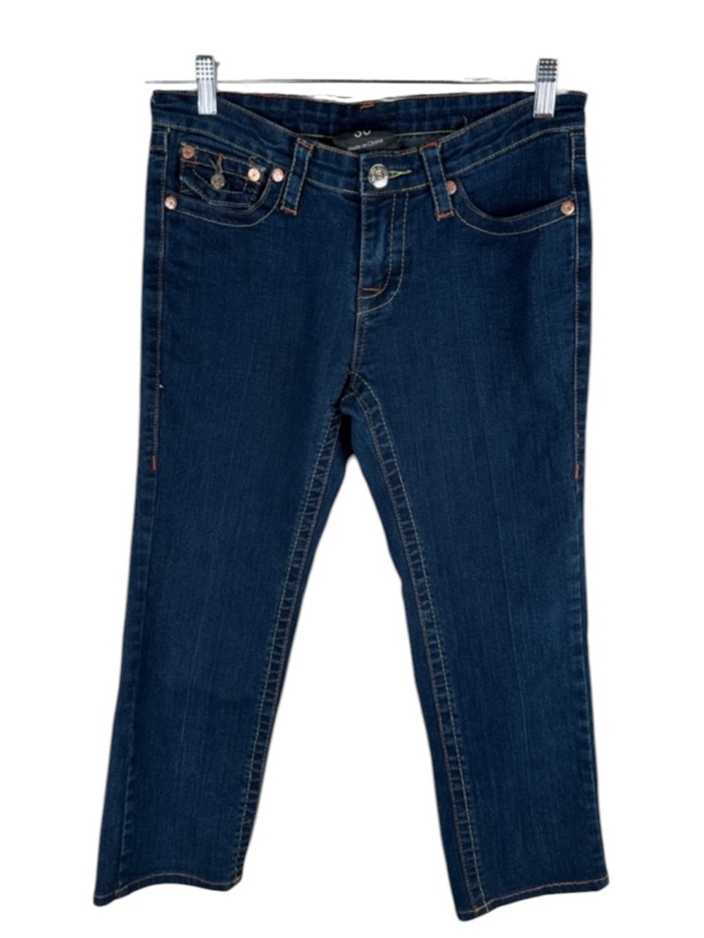 True Religion Dark Wash Y2K 90's Low Rise Straight Leg Jeans Size 30